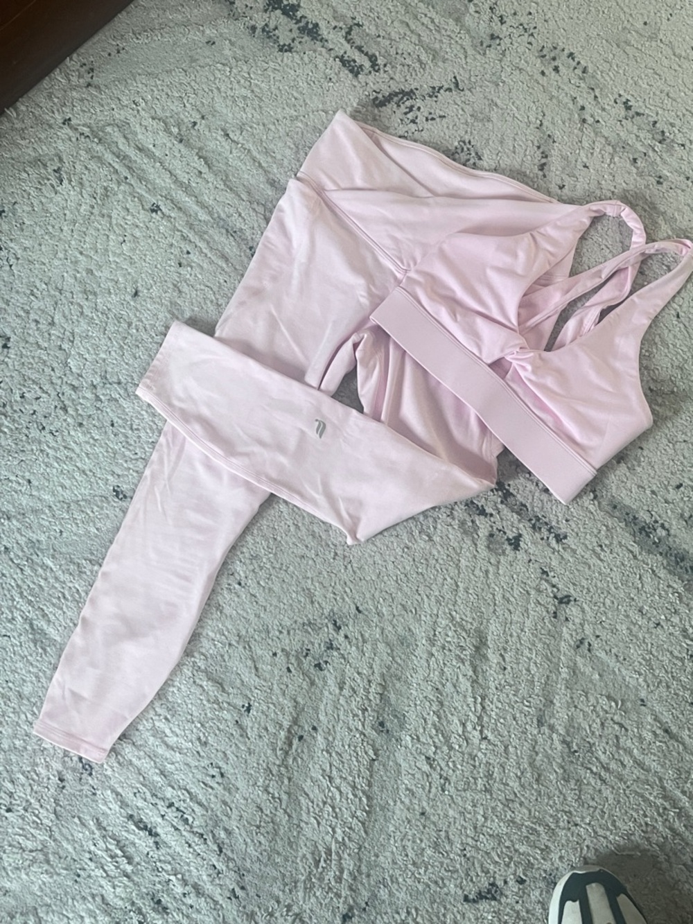 Fabletics Pale Pink Sports Bra and Legging Set